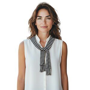BCX Women's V-Neck Sleeveless Striped Scarf Top